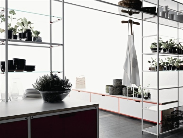 Küchenregal Design-offener Plan Zimmerpflanzen