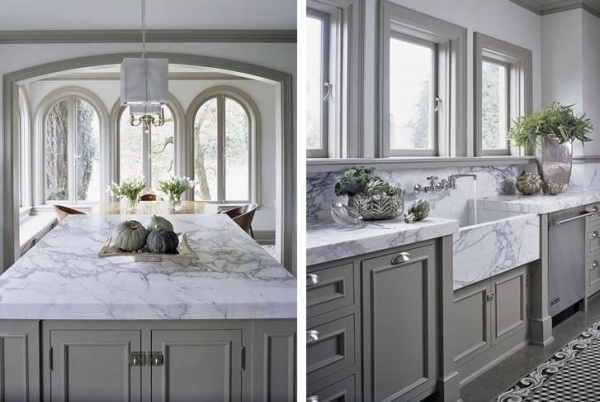 Küchen Design theke Marmor-Arbeitsplatte weiß