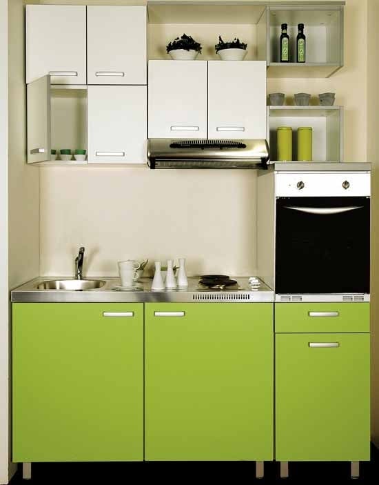 Moderne Kleine Küche-Grüne Unterschränke Design