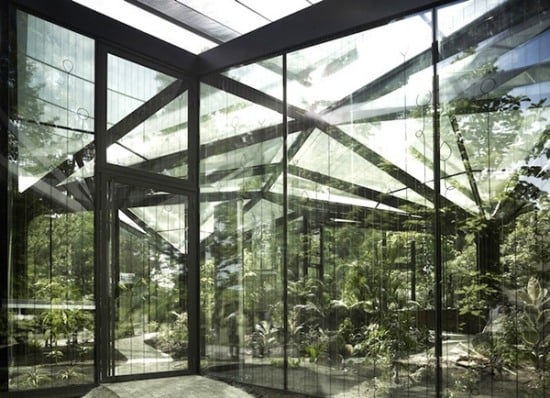 Modernes Gewächshaus-in der Schweiz-aus-Glas Botanischer Garten