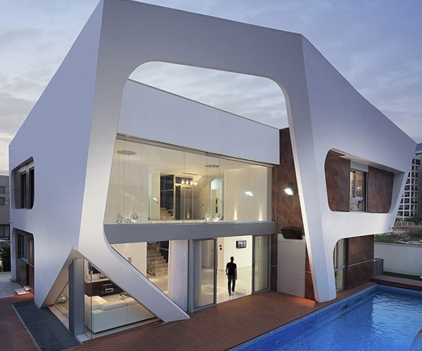 Modernes Haus-Futuristische Architektur Raumschiff