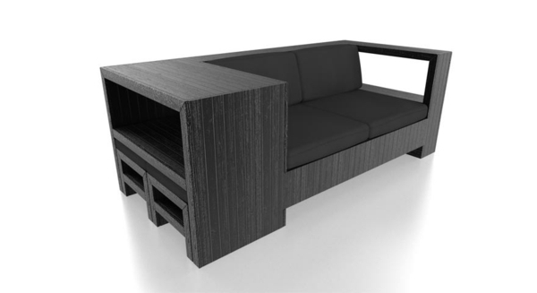 Schwarzer Sofa Holz Paletten-Möbel Design 