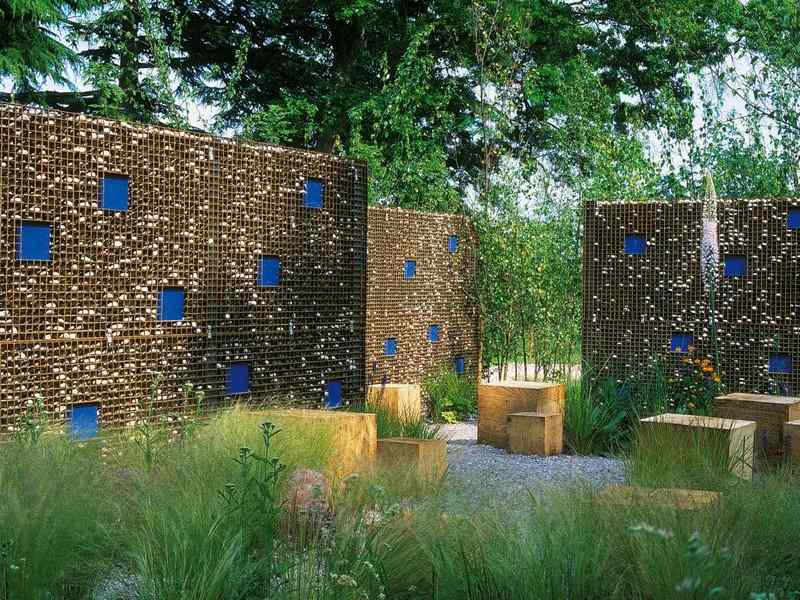Steinmauer-Garten-Gabionenzaun-Ideen