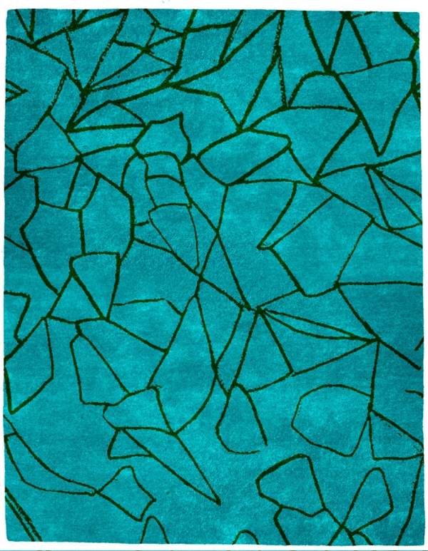 Teppich türkis blau-gemustert Fareed Design