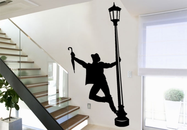 Treppenhaus Glasgeländer-Wandtattoos Design Silhouette