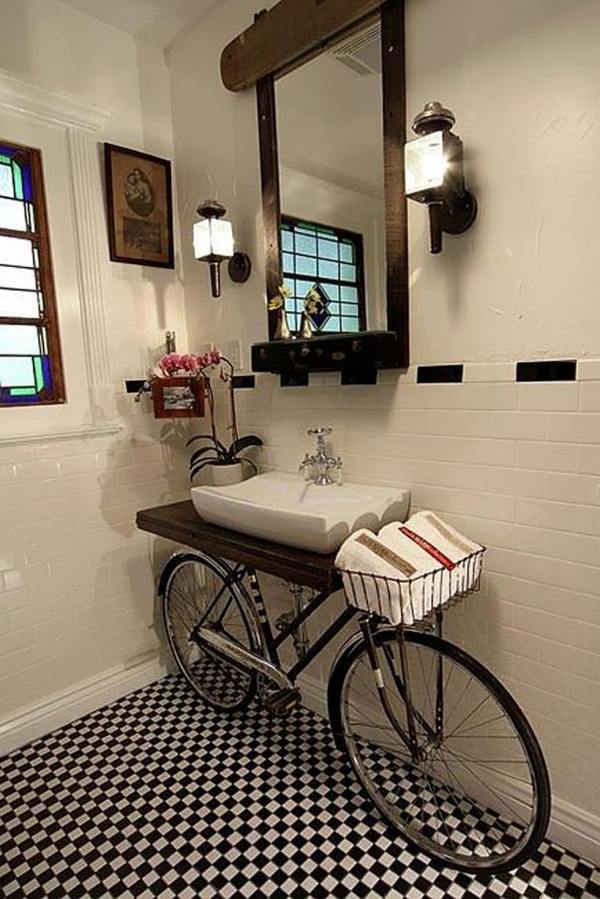 Upcycling-Ideen mit Fahrrad vintage badezimmer waschbecken