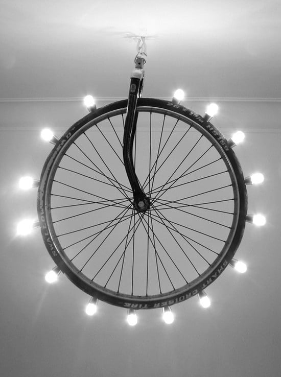 Upcycling-Ideen mit-Fahrradteile leuchter decke