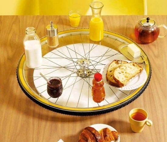 Upcycling-mit-Fahrradteilen frühstücktisch brett