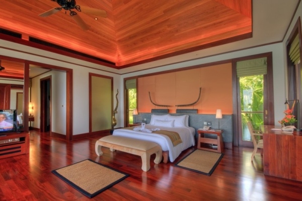 Villa-Einrichtung-Indirekte Beleuchtung-Schlafzimmer rot