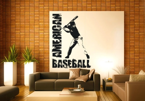Wand Aufkleber-Tattoo Baseball-Sportmotive Design