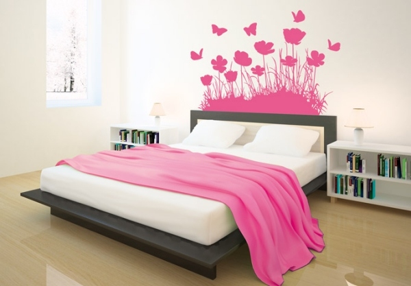 Wandtattoo Schmetterlinge Schlafzimmer-pink