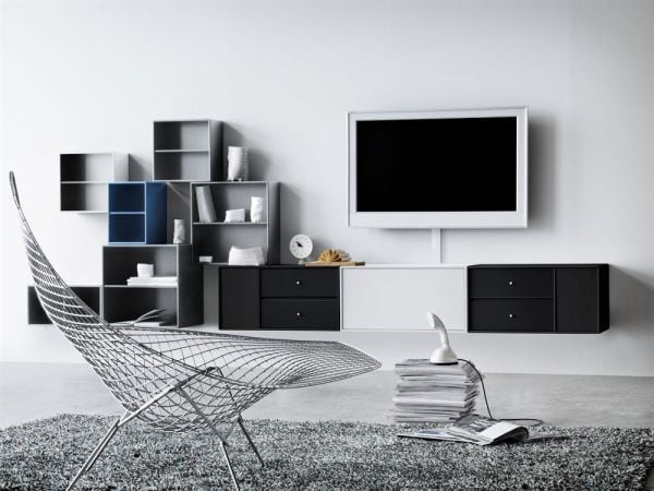 Wohnzimmermöbel Montana wohnwand weiß schwarz minimalistisch