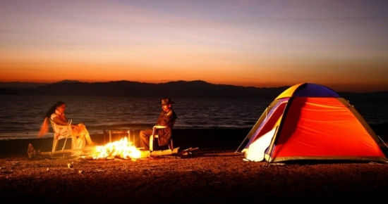 Zelt trocknen Strand Camping-romantische Stimmung kreieren