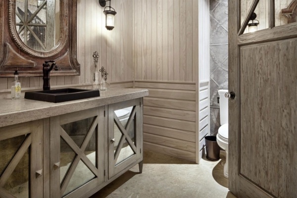 badezimmer design ländlich modern kombination