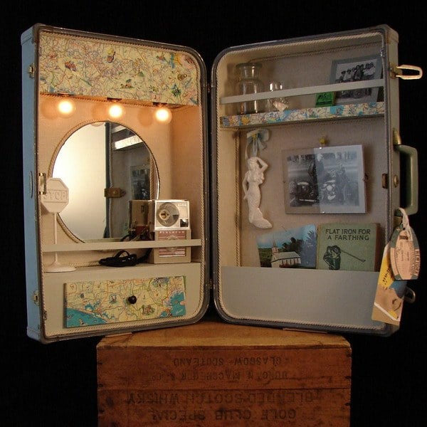 deko ideen alten koffer haus kosmetik spiegel