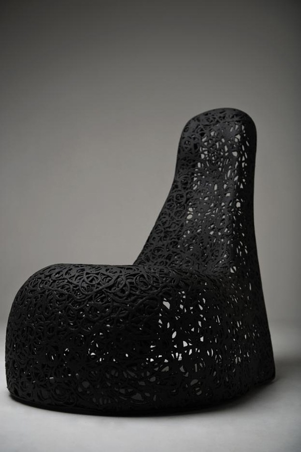 designer möbel aus vulkanischem stoff stuhl schwarz