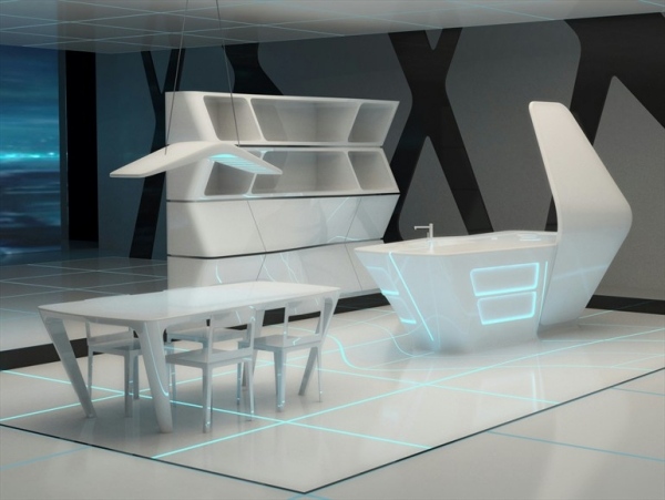 futuristische küchen ernestomeda blaue lichter
