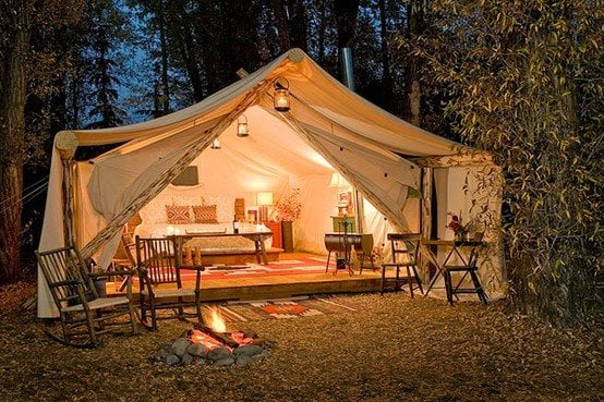 glamping luxus Camping zelt nachtbeleuchtung laterne