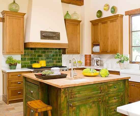 grüne Küche Landhausstil