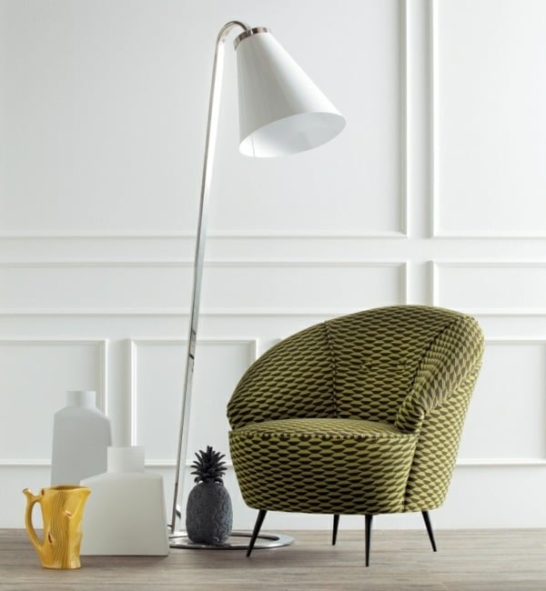 grüner Sessel-weiße Lampe-moderne Wohnzimmer Möbel