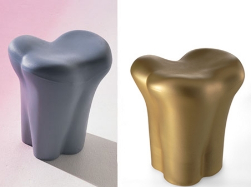 ideen für hocker design ungewöhnliche form zahn gold silber