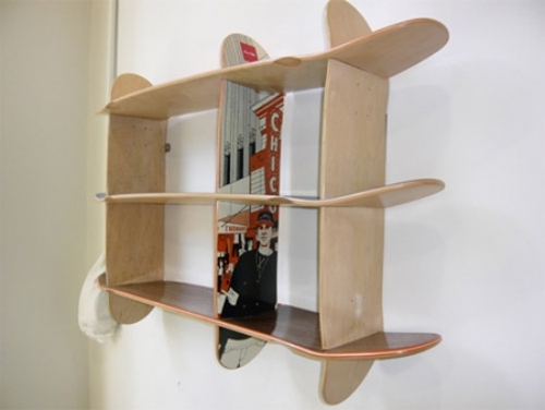ideen für upcycled möbeldesign skateboard wandregal