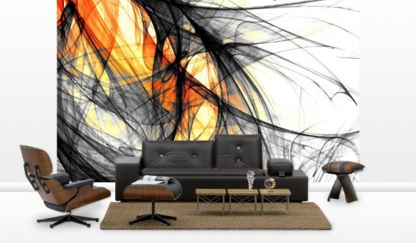 ideen wanddeko abstrakte formen moderne möbel wohnzimmer
