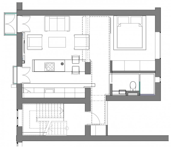 kleines Apartment plan grundriss