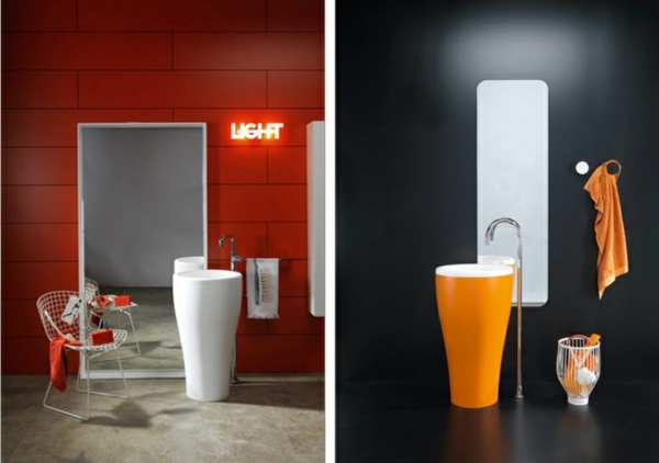 moderne Badezimmer Einrichtung Idee gelbe Möbel