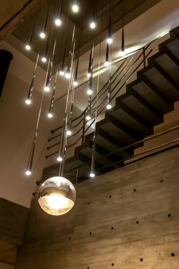 moderne Beleuchtung-Beton Treppenhaus-Innendesign Ideen