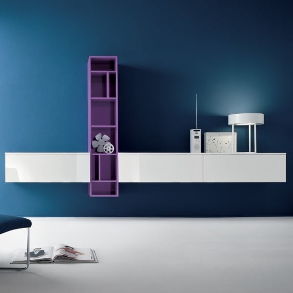 moderne Wohnwand dall agnese weiß lila minimalistisch