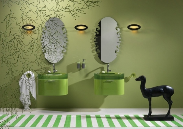 moderne badezimmer ideen regia bilbao grün wand waschbecken 