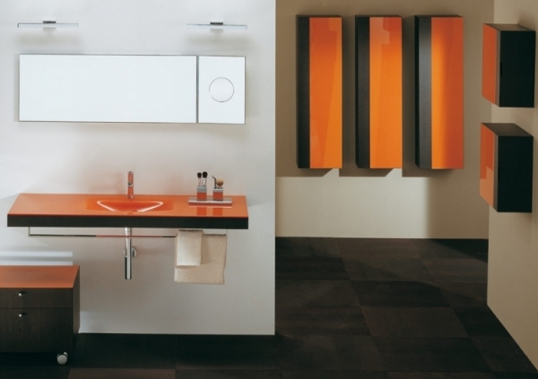 moderne badezimmer orange schokoladenbraun regia