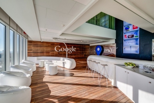 moderne office einrichtung von google holzboden