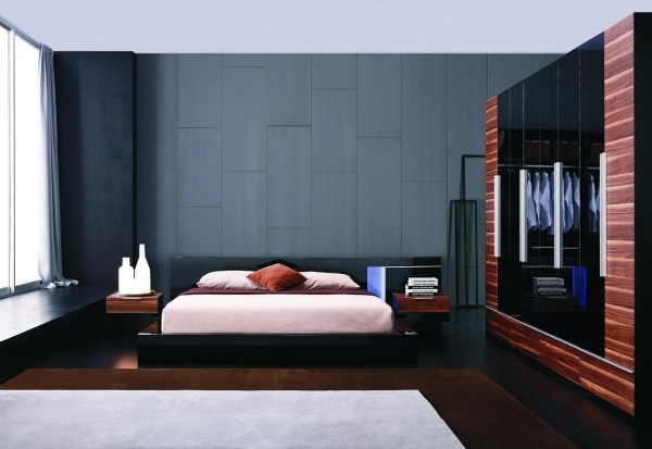 moderne schlafzimmer einrichtung kleiderschrank hochglanz wandplatten