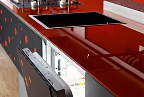 rote glas arbeitsplatte valcucine italien moderne küche