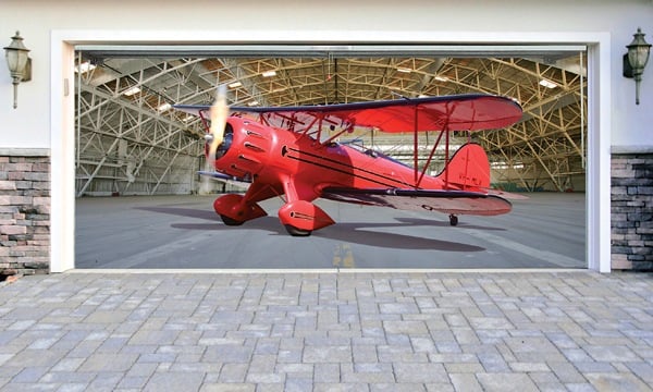rotes flugzeug garagentor aufkleber design