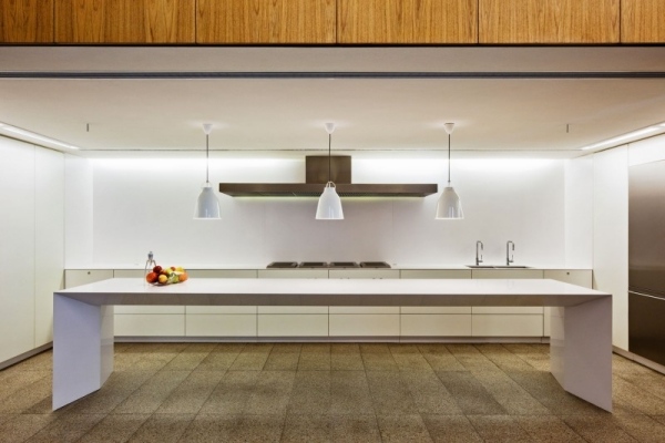 designer studio mit minimalistischem interieur küche