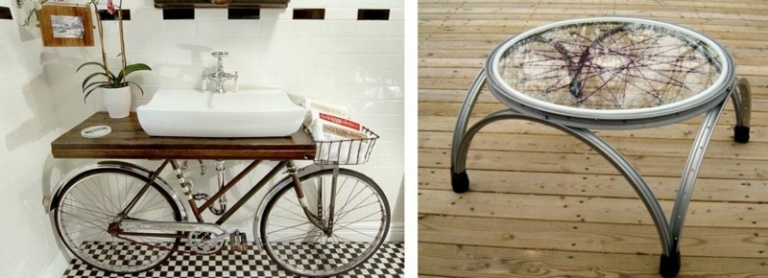 upcycling ideen mit fahrradteilen waschbecken couchtisch reifen glasplatte