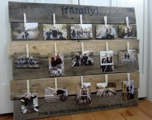 wanddekoration aus europaletten upcycled kunst familie collage