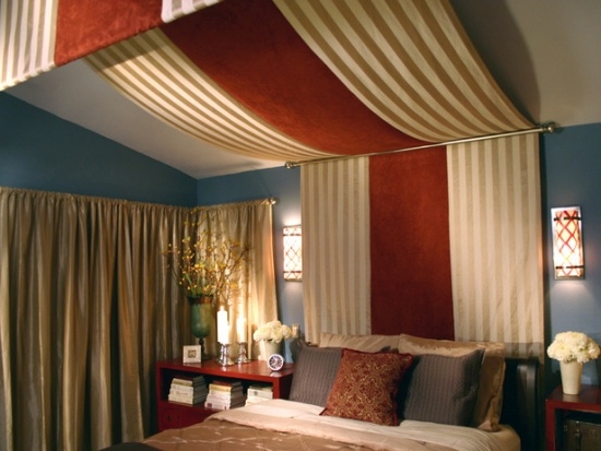 Bunte Akzente im Schlafzimmer Design-Himmel für Bett