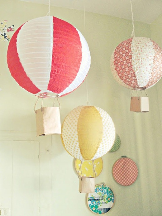 Deko fürs Kinderzimmer selber machen heißluftballonen papierlaternen