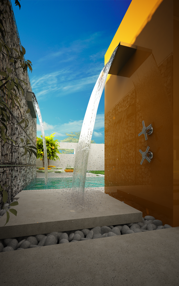 Dusche für den Garten modern wasserfall hochglanz