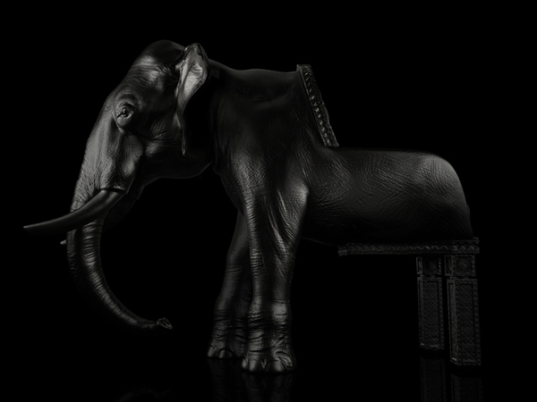 Elefant Stuhl Design-Schwarz Leder Armstuhl