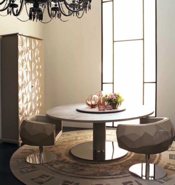 Fendi designermöbel glanz esszimmer sessel runder tisch