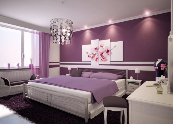 Feng-Shui Lila-Farben Schlafzimmer-Gestaltungsideen