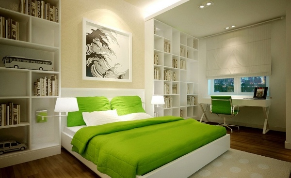Feng-shui Farben Schlafzimmer Grün-Weiß Design