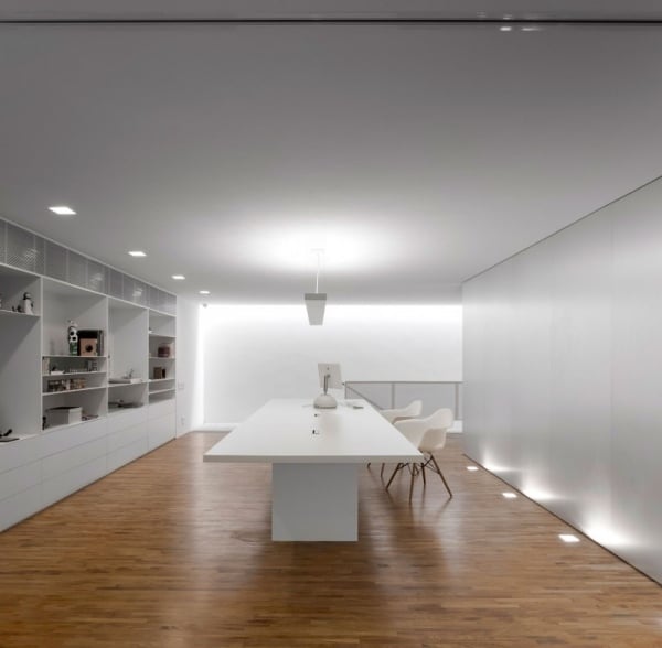 Fotografen Büro Holzboden Beleuchtung-eingebaut Weiß 