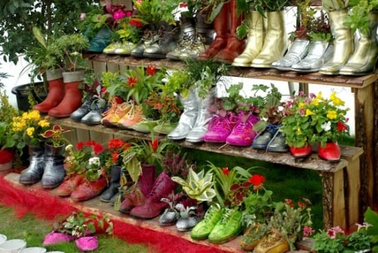 Garten Design Deko-Ideen Schuhe bepflanzen