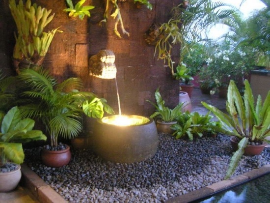 Garten brunnen mit Beleuchtung-Terracotta